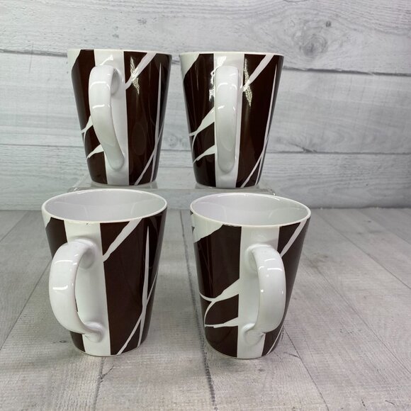 Home Target DUSK Brown Chocolate Geometric Leaves Stoneware 14oz Cups Mugs Set 4 - Picture 5 of 16